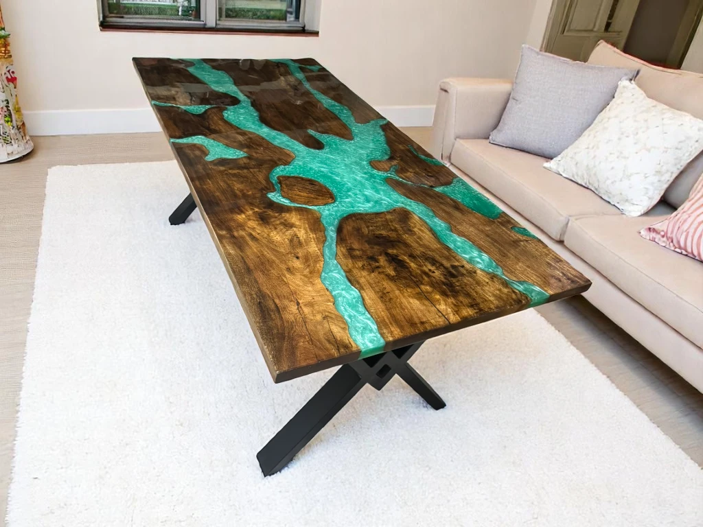Handcrafted Rectangle Wooden Epoxy Table Top